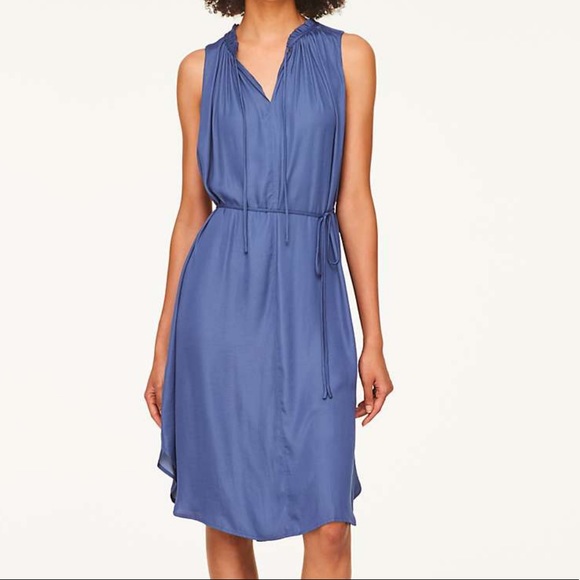 Loft Yellow Ruffle Tie Waist Dress - Picture 2 of 7